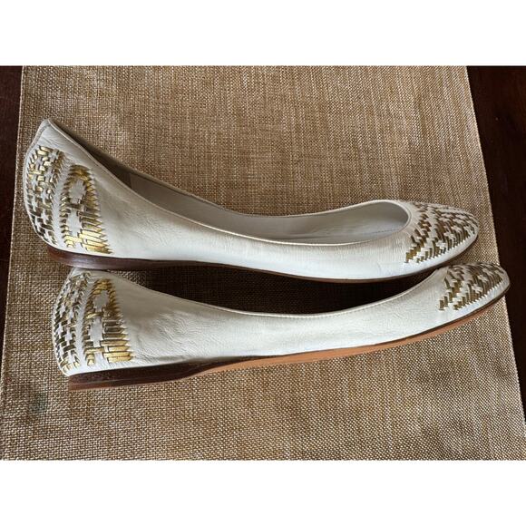 Sigerson Morrison White Gold Leather Ballerina Flats Size 9 Italy (Retail $579) - Picture 7 of 13